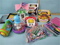 Pens, crayons, toys