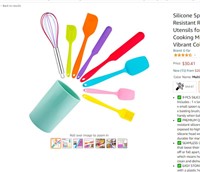 Silicone Spatula Set, 9 PCS Heat Resistant Rubber