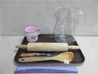 ROLLING PIN AND MORE - PITCHER IS PLASTIC