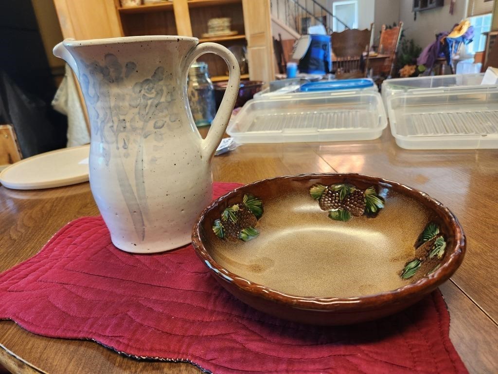 Pottery. Pitcher and Bowl.