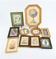 Selection of small framed prints, mirrors,