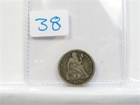 1876 P Seated Liberty Dime 90% Silver