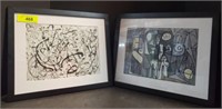 2 ABSTRACT BLACK AND WHITES FRAMED