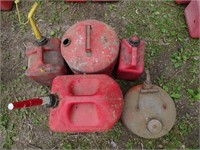 Lot of 5 Gas Cans - 2 are full (unsure on age)