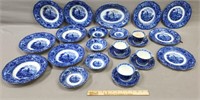 Staffordshire Watteau Transferware Partial Set