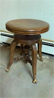 Antique claw foot piano stool, swivel