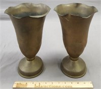 Pair Brass Funerary Urns