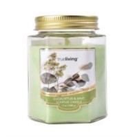 TrueLiving Hexagon Jar Candle Eucalyptus Mint 7oz