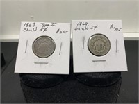 1867 & 1868 Shield Nickels