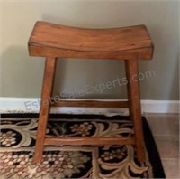 SOLID WOOD SADDLE STOOL 18" x 9" x 21" H