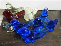 Lot #3949 - (9) art glass bird paper weights