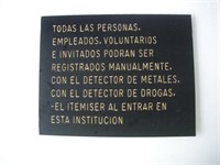 Restrictions Plastic Sign in Spanish  12x9 inches