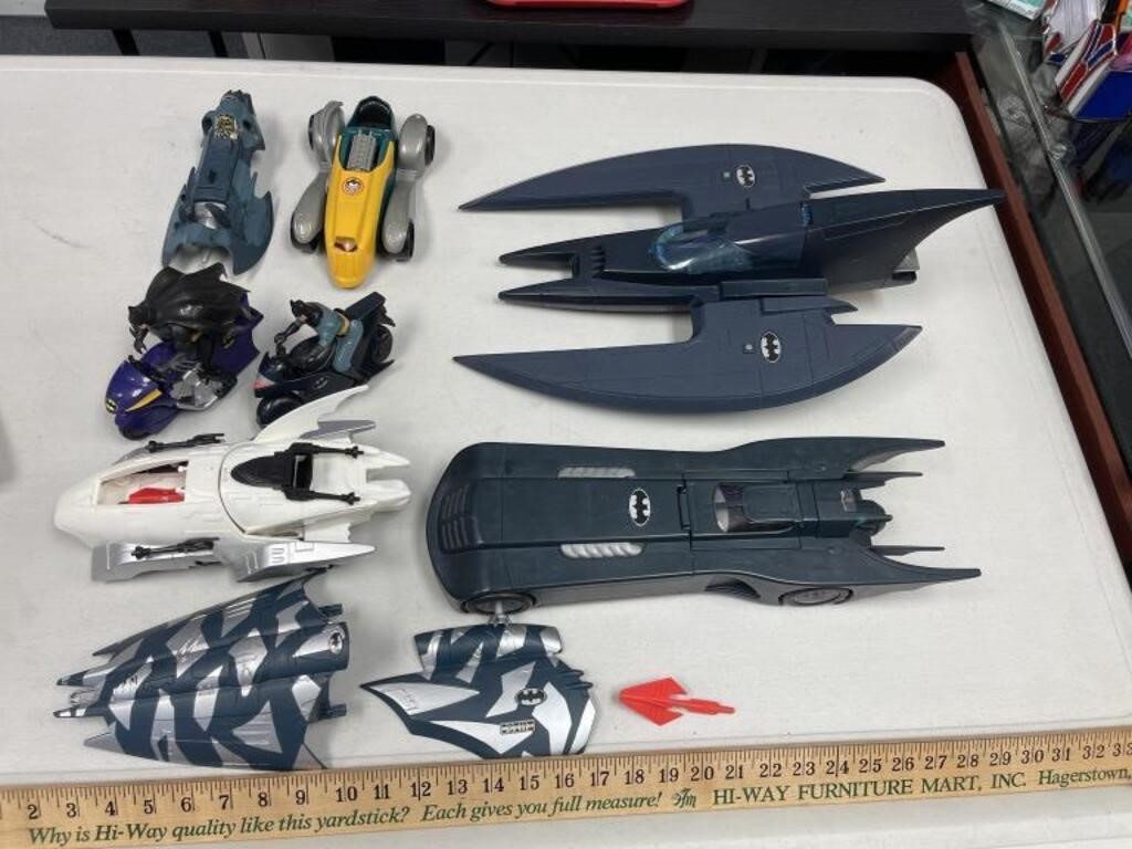 LOT OF 1990'S BATMAN VEHICLES - SOME PARTS MISSING