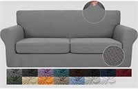 JIVINER Couch Cover, Grey, 3pc, for Loveseat,