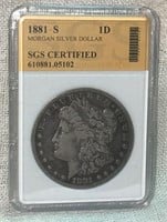 1881-S Morgan Silver Dollar, SGS Certified