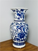 14” Blue Vase, signed on the bottom
