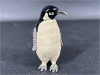Vintage Enameled Bejeweled Penguin Trinket Box