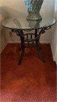 Round Glass Top, Metal Frame End Table