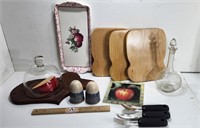 Decanter, Cutting Boards, Cheese Board & Dome,