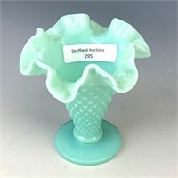 Fenton Mint Green Hobnail Ruffled Vase