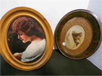 2 vintage portraits oval frames