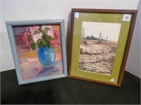 2 vintage wall art frames
