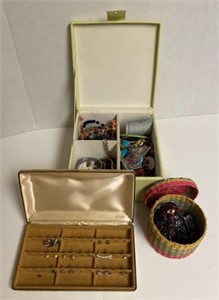 Jewelry Boxes Containing Assorted Costume Jewelry