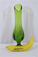 LE Smith Avocado Swung Glass Pedestal Vase-II