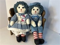 Raggedy Ann & Andy with Bench
