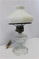 Glass with milk glass shade lamp