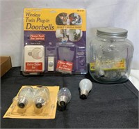 Wireless Door Bell & Jar of Lighr Bulbs