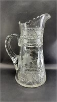 CRYSTAL ETCHED PITCHER W/ APPLIED HANDLE
