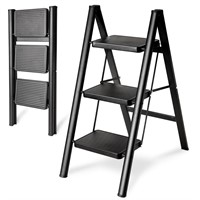 Double Elite Step Ladder 3 Step Folding, Sturdy 33