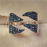 $600 Silver Blue Diamond Ring