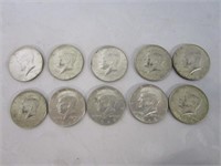 Kennedy 40% Silver 1/2 dollars - 10