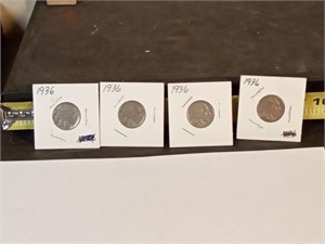 4 - 1936 Buffalo nickels