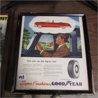 1950 GOOD-YEAR TIRE FRAMED ADVERTISMENT