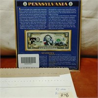 PENNSYLVANIA  $ 2 COLORED BILL 2017