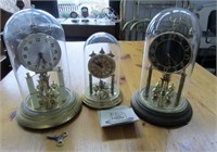 Vtg Anniversary Clock Glass Dome & Key (Choice)