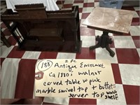 2pc antique eastlake 1880s table / shelf walnut
