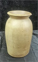 Early red ware crock has a crack approx 11 inches