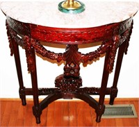 Ornate Marble-Top Hall Table