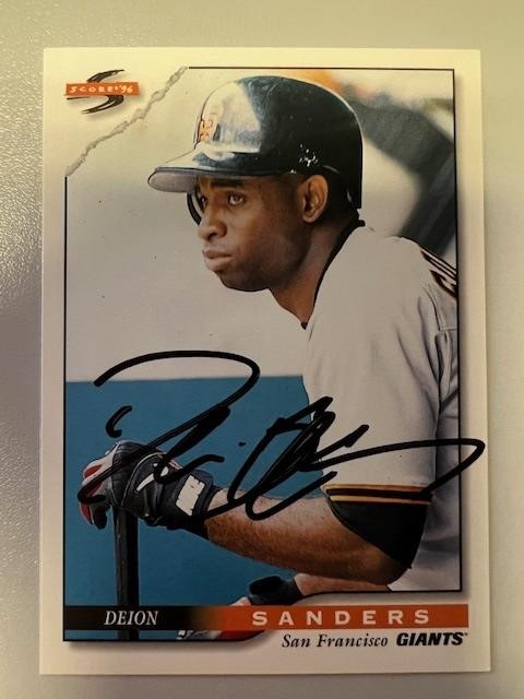 Giants Deion Sanders Signed Card with COA