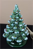 Green Ceramic Christmas Tree w/ Snow & Multi-Color