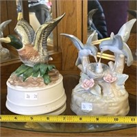 2 Musical Bird Figurines, One Missing Knob