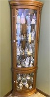 Curved Corner Curio Cabinet With Glass Shelves
