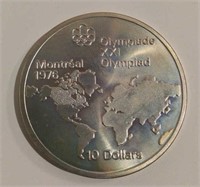 1976 Montreal Olympics $10 Sterling Unc Coin
