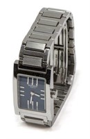 HERMES TANDEM STAINLESS STEEL BLUE FACE WRISTWATCH
