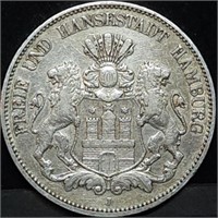 1903 J Hamburg 5 Mark Silver Crown