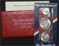 1976 Bicentennial 3-Coin Silver Mint Set, Nice
